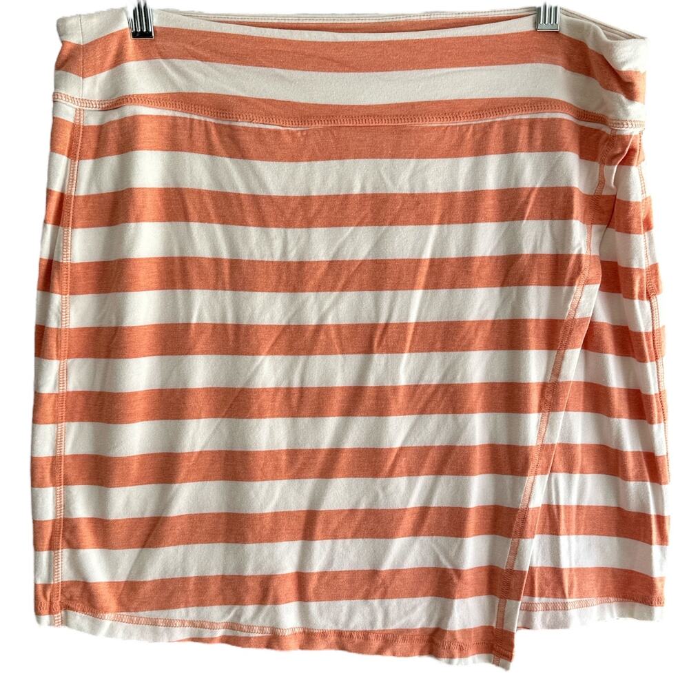 Athleta Striped Wrap Skirt Coral White Size XL‎